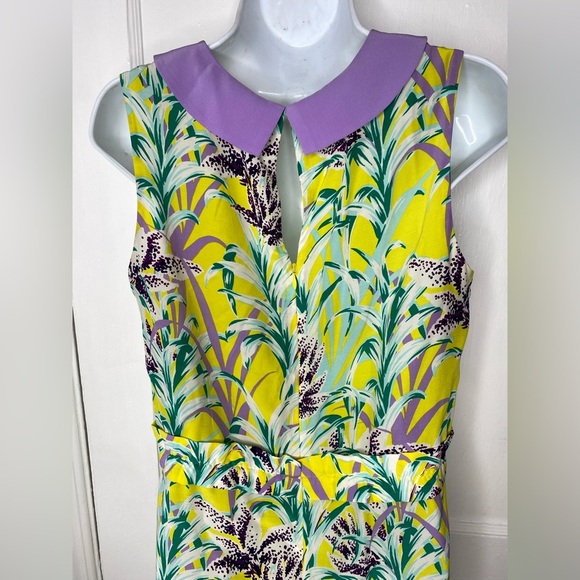 KATE SPADE Peter Pan Collar Floral Yellow and Purple Dress - Picture 11 of 15